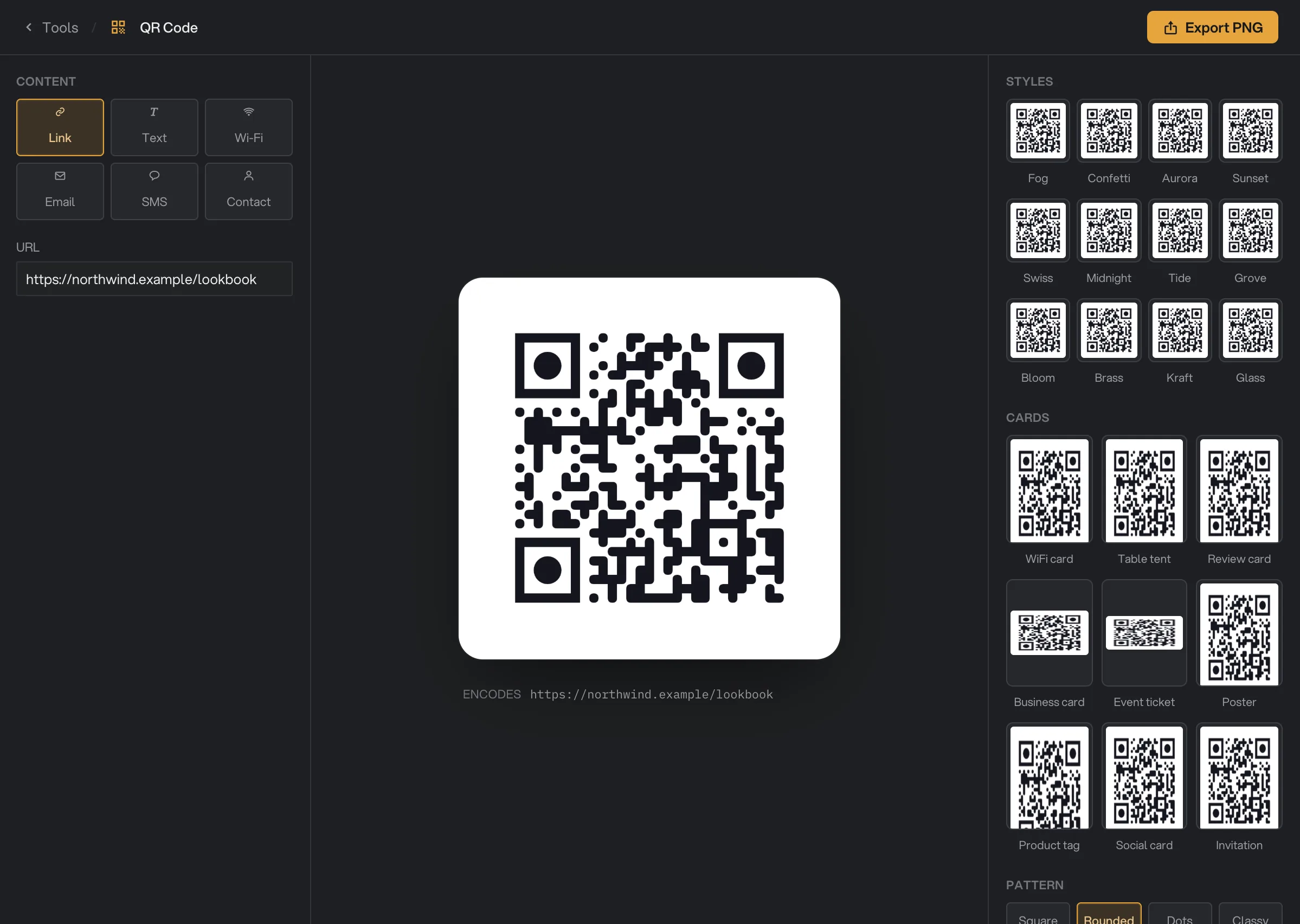 QR Code with a link to the Northwind lookbook