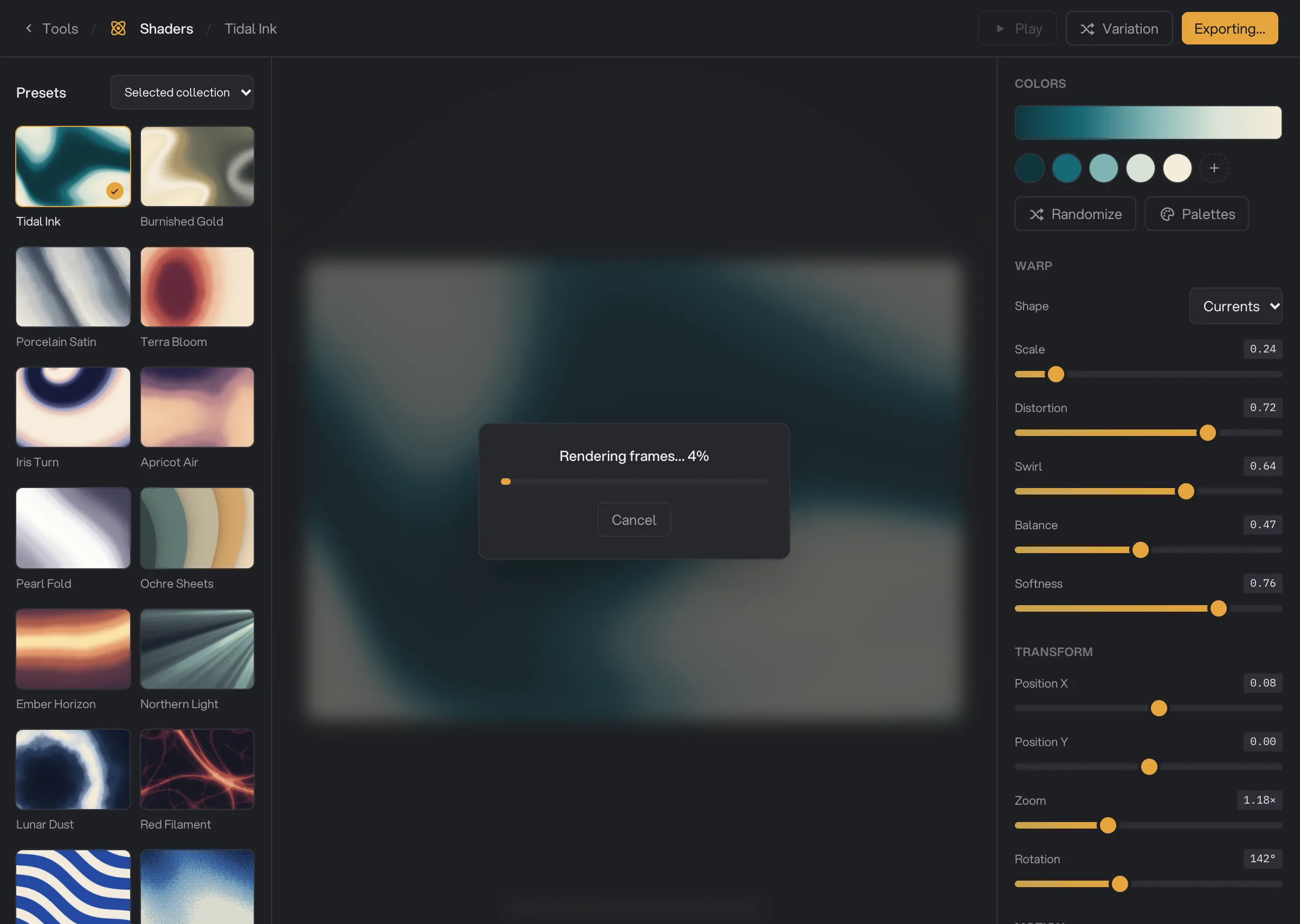 An MP4 export rendering its frames